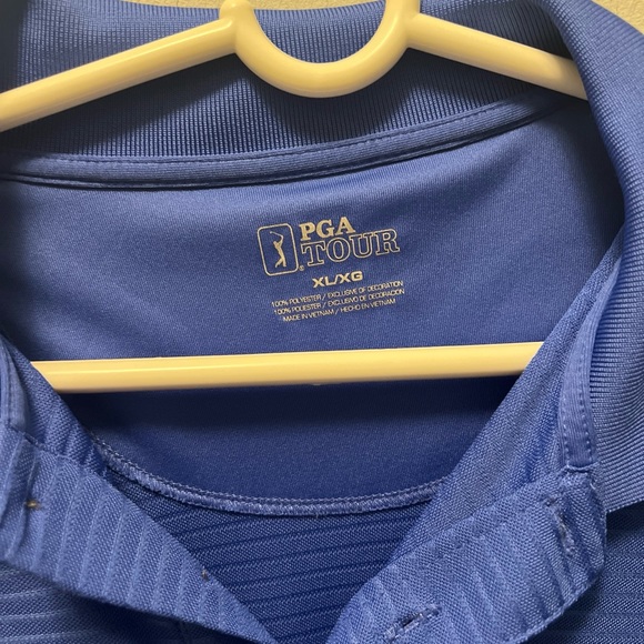 pga tour golf Mens  shirt xl Short Sleeve Blue Polyester - Picture 2 of 3